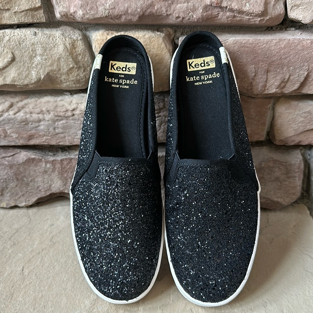 Kate Spade X Keds Double Decker Black Sequin Sneaker Mules